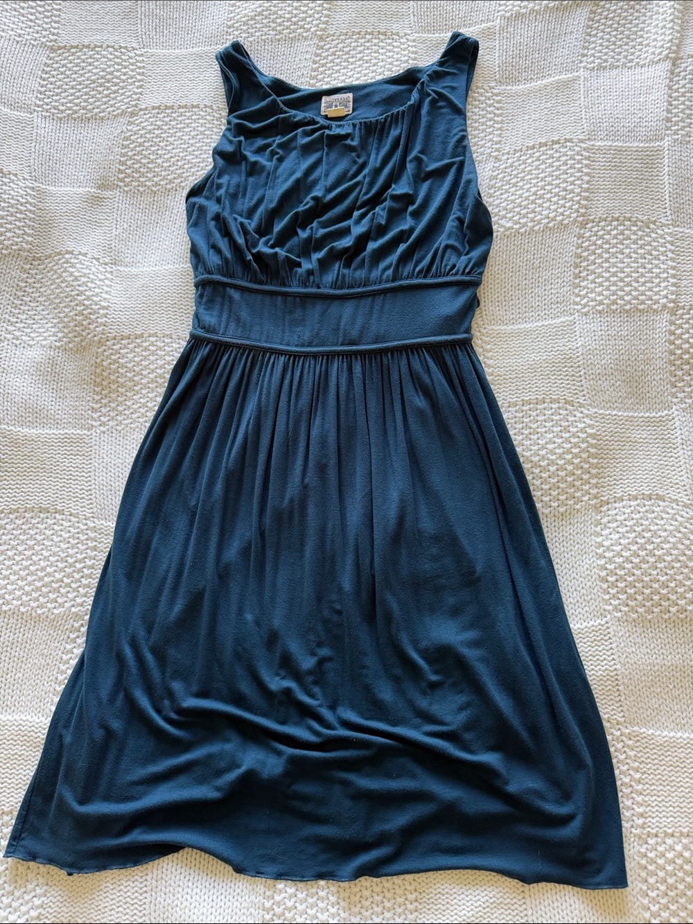 Converse Sleeveless Gathered Waist Midi Dress in Dark Blue